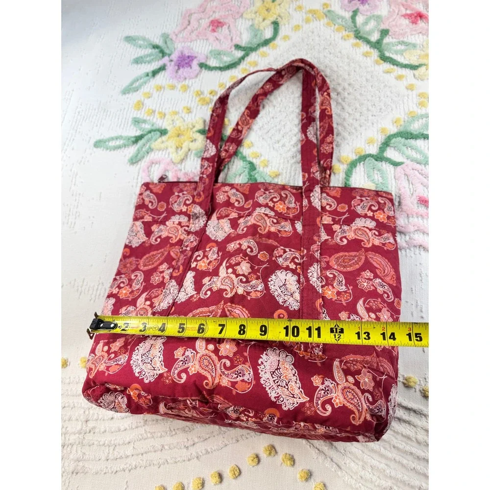 Arrow Trading LLC vtg Red Paisley Quilted Tote Bag Zippered Shoulder Bag 2008